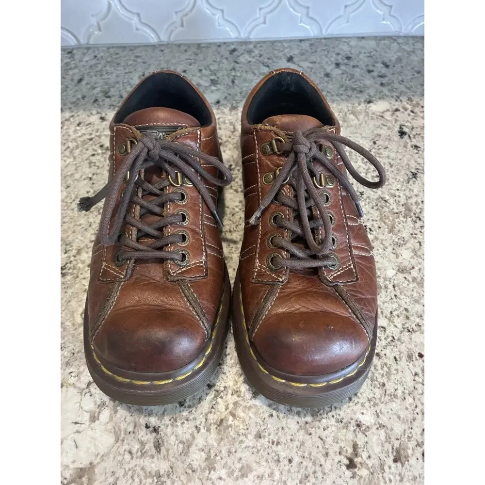 Dr. Martens 11306 Brown Leather Oxford Shoes Mens 8 Low Top Chunky Preppy AW004